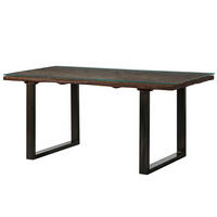 ESSTISCH mit Glas und Altholz 180x90x80,5 braun lackiert SEVILLA #23 - Braun, Holz (180/90/81cm) - Massivmoebel24