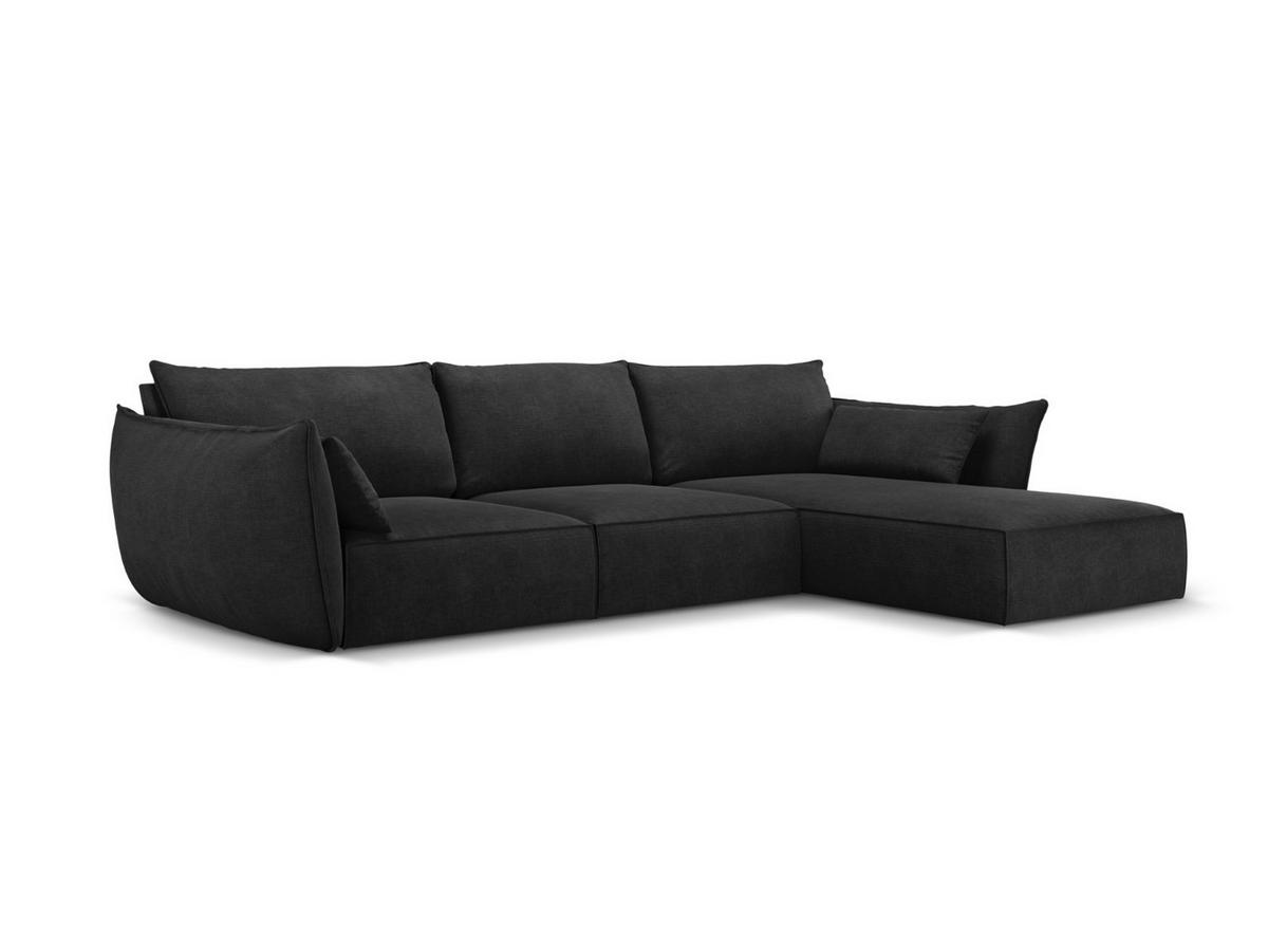 ECKSOFA rechts Kaelle aus Chenille-Stoff schwarz 4 Sitzplätze - Schwarz, Textil (171/308cm) - Micadoni