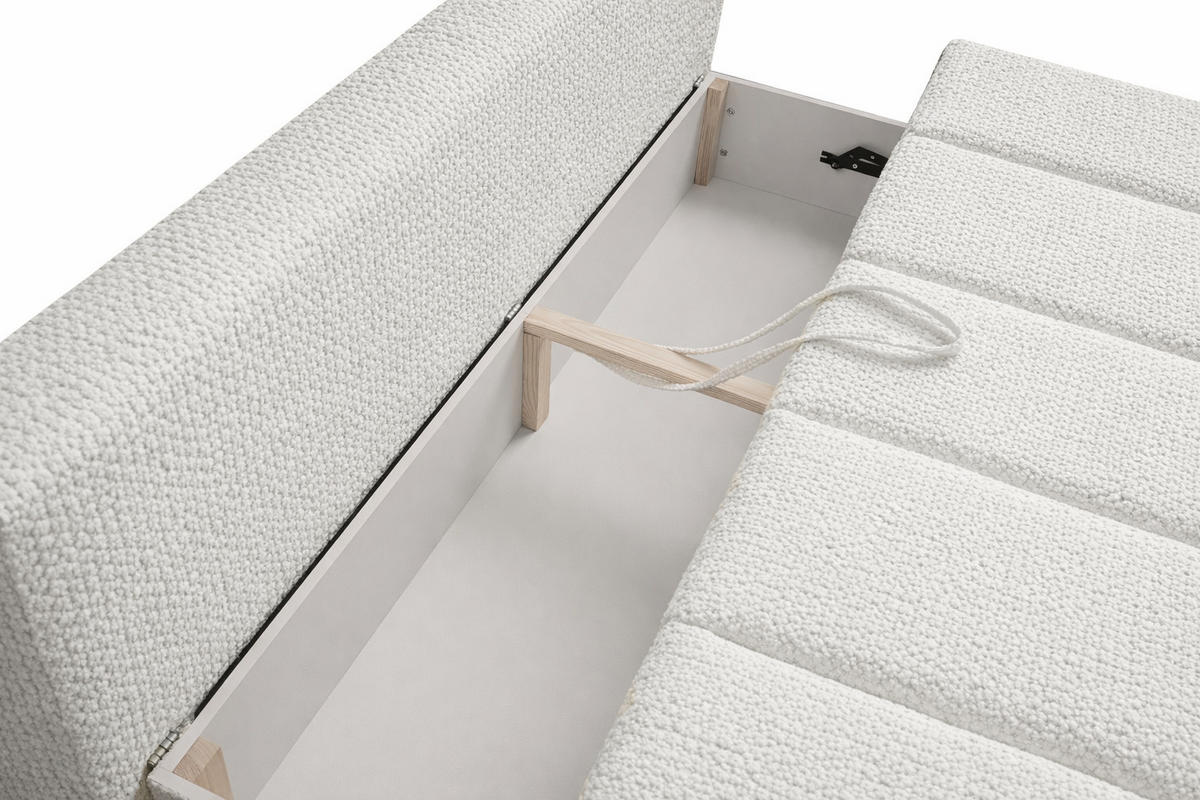 SOFA Mit Schlaffunktion Und Bettkasten, Chenille-Stoff Flow, Ecru, PIANO - Ecru, Holz (207/91/103cm) - Kaiser Möbel