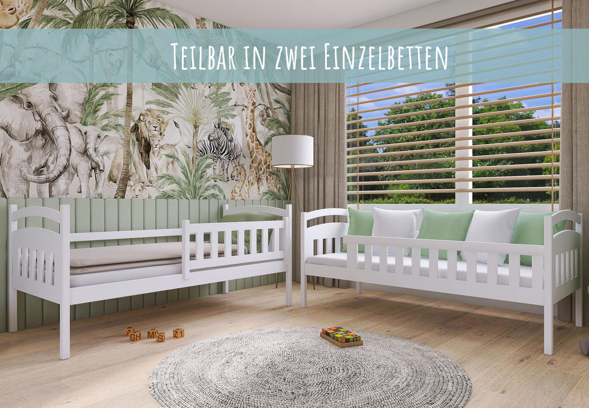 ETAGENBETT 90x200 cm mit 2 Schubladen in weiß - Weiß, Holz (90/200cm) - Kids Collective