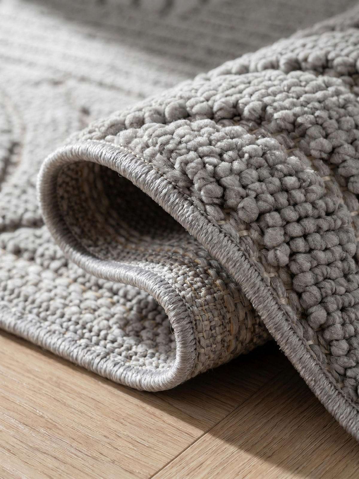 TEPPICH Flachgewebe LANGAU in Silber, mit geometrischen Bögen, 80 x 250 cm - Silberfarben, Textil (80/250cm) - KADIMA DESIGN