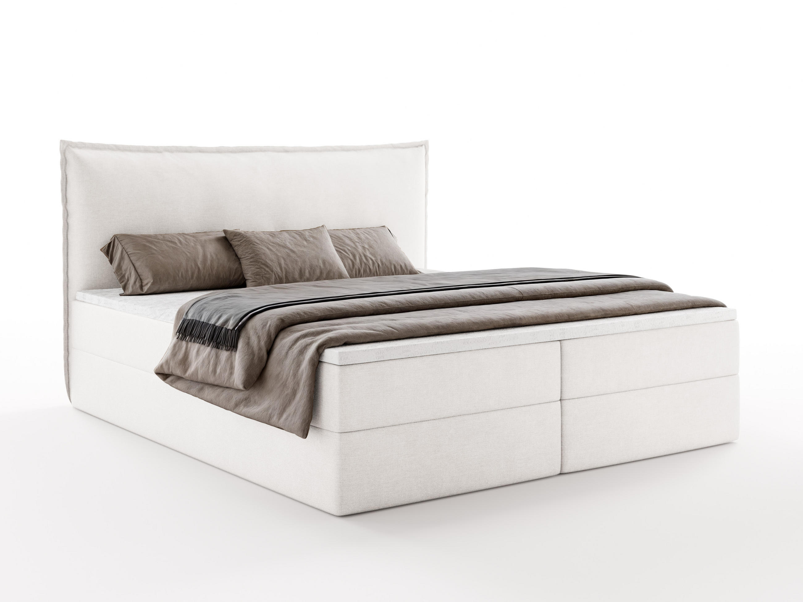 BOXBETT ARENO 140x200 cm Komplett-Set mit Bettkasten, Bonell-Matratze H3 und Topper - Creme - Creme, Textil (140/200cm) - Luxkor24
