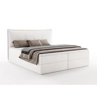 BOXBETT ARENO 200x200 cm Komplett-Set mit Bettkasten, Bonell-Matratze H3 und Topper - Creme - Creme, Textil (200/200cm) - Luxkor24
