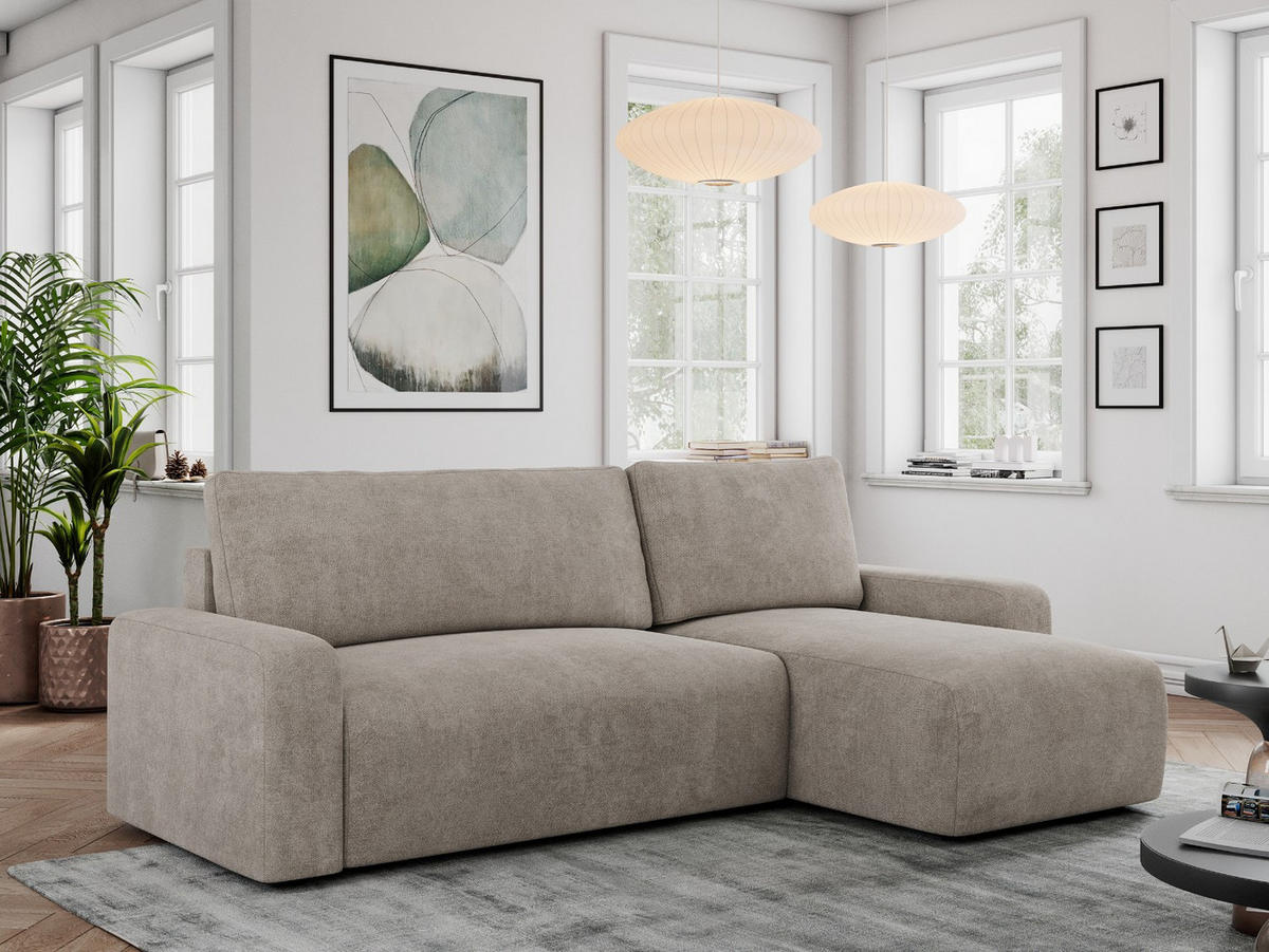 ECKSOFA ARGOS Beige Struktur - Beige/Schwarz, Kunststoff/Textil (245/150cm) - MKS