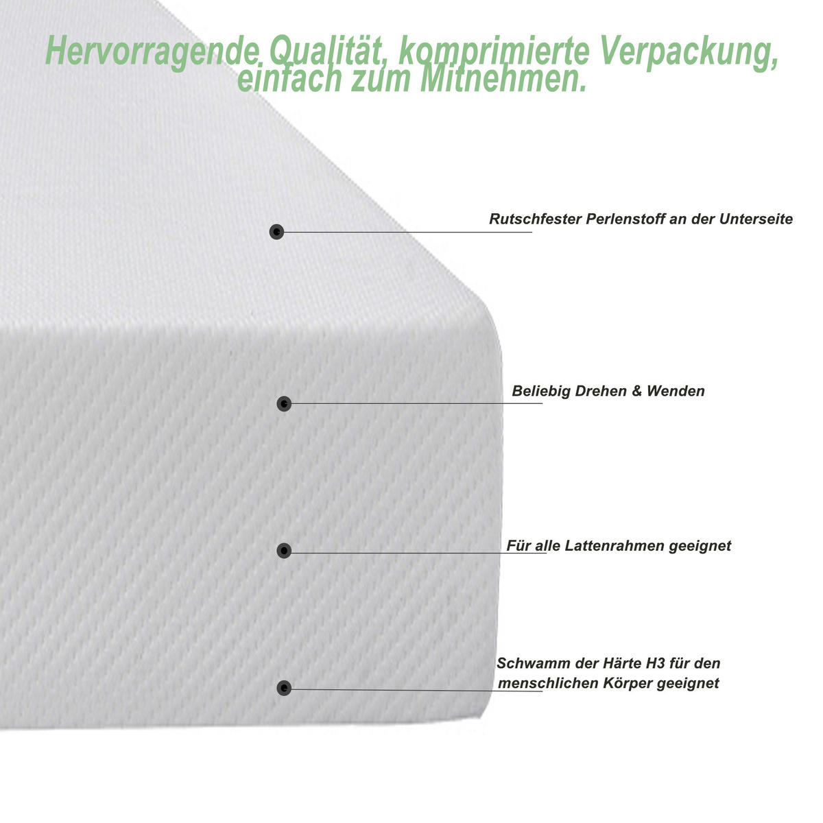 KALTSCHAUMMATRATZE 90/200/16 cm weiß aus Schaumstoff mit H3-Härte und abnehmbarem Bezug - Weiß, Kunststoff - OKWISH