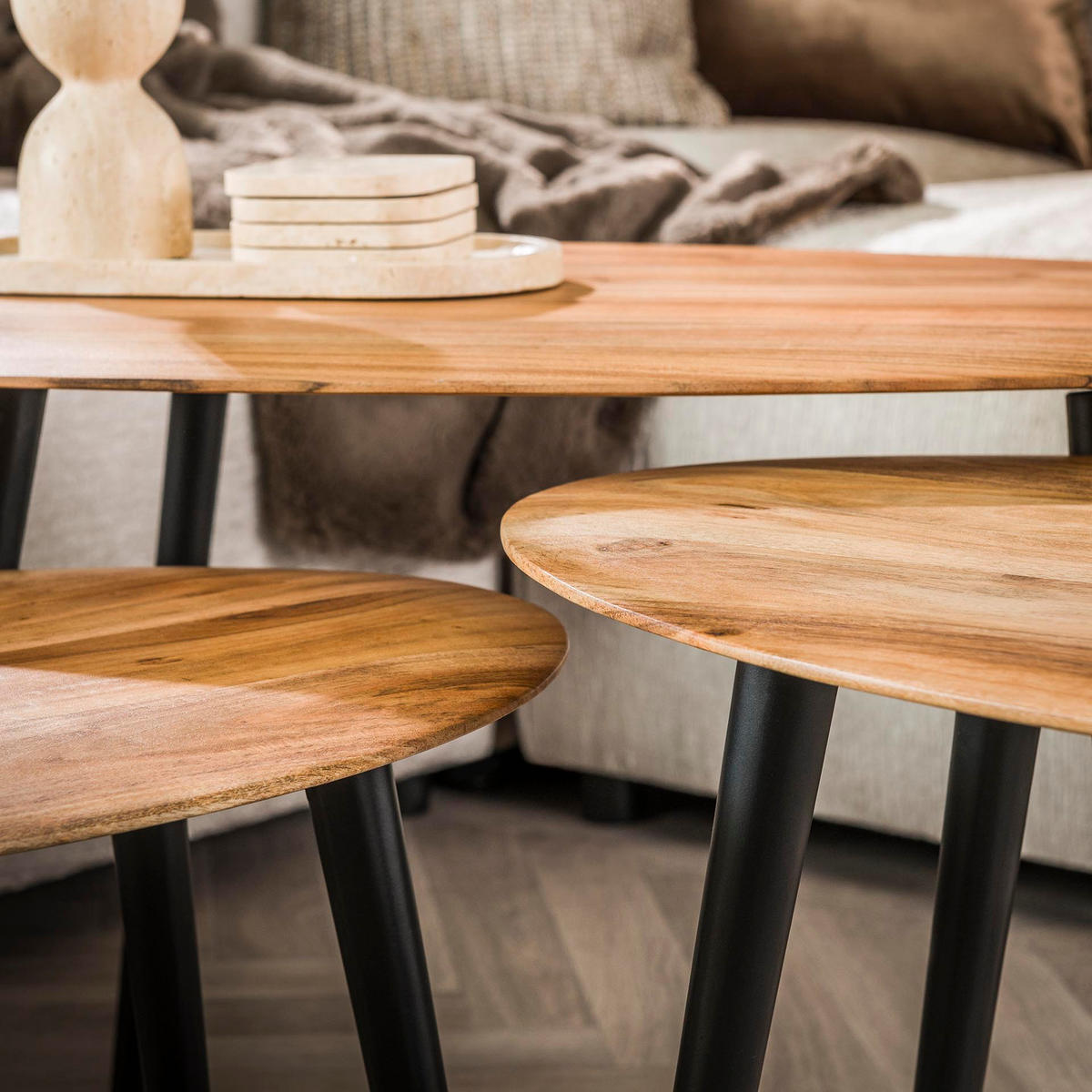 COUCHTISCH Organi Braun 55/90/50 cm 3er-Set - Braun, Holz (55/90/50cm) - Hoyz Collection