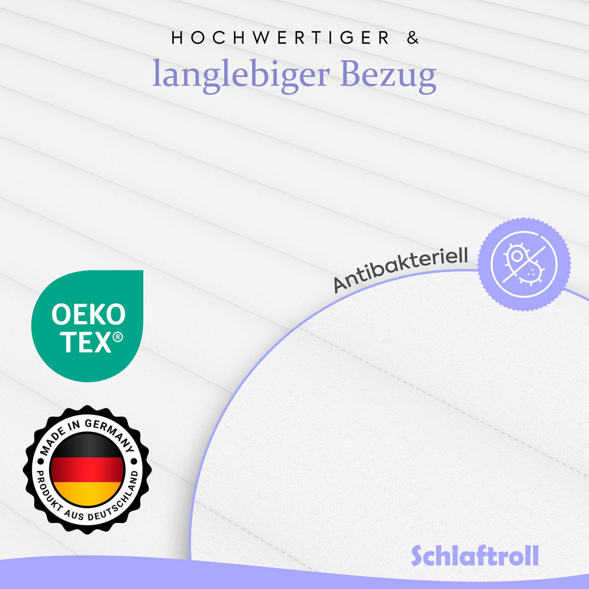 KALTSCHAUM-TOPPER 90x200 H3- Ergonomisch - 5 cm hoch - Weiß, Textil (90/200cm) - Schlaftroll