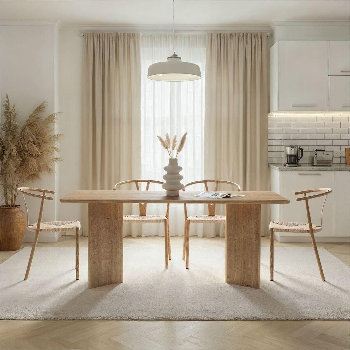 ESSTISCH mit rechteckiger Tischplatte 35/46/180 cm - Eichefarben, Holzwerkstoff (96/90/75cm) - Calicosy