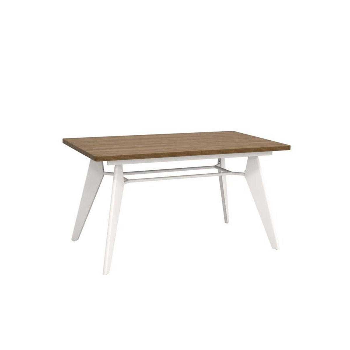 ESSTISCH ausziehbar 140/180cm Metallbeine Beige und Tischplatte Nussbaum-Optik Meloe - Beige/Nussbaumfarben, Holzwerkstoff/Metall (90/140/76cm) - Sicaan