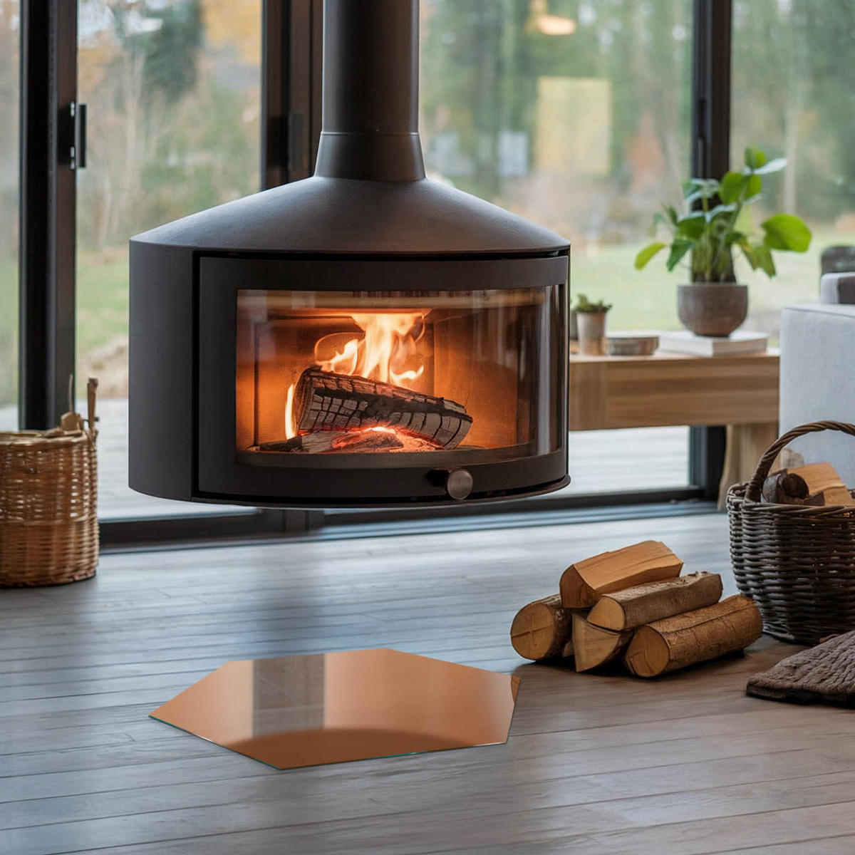 GLASPLATTE für Kamin h40 cm - Braun, Glas (40/40/0.4cm) - TULUP