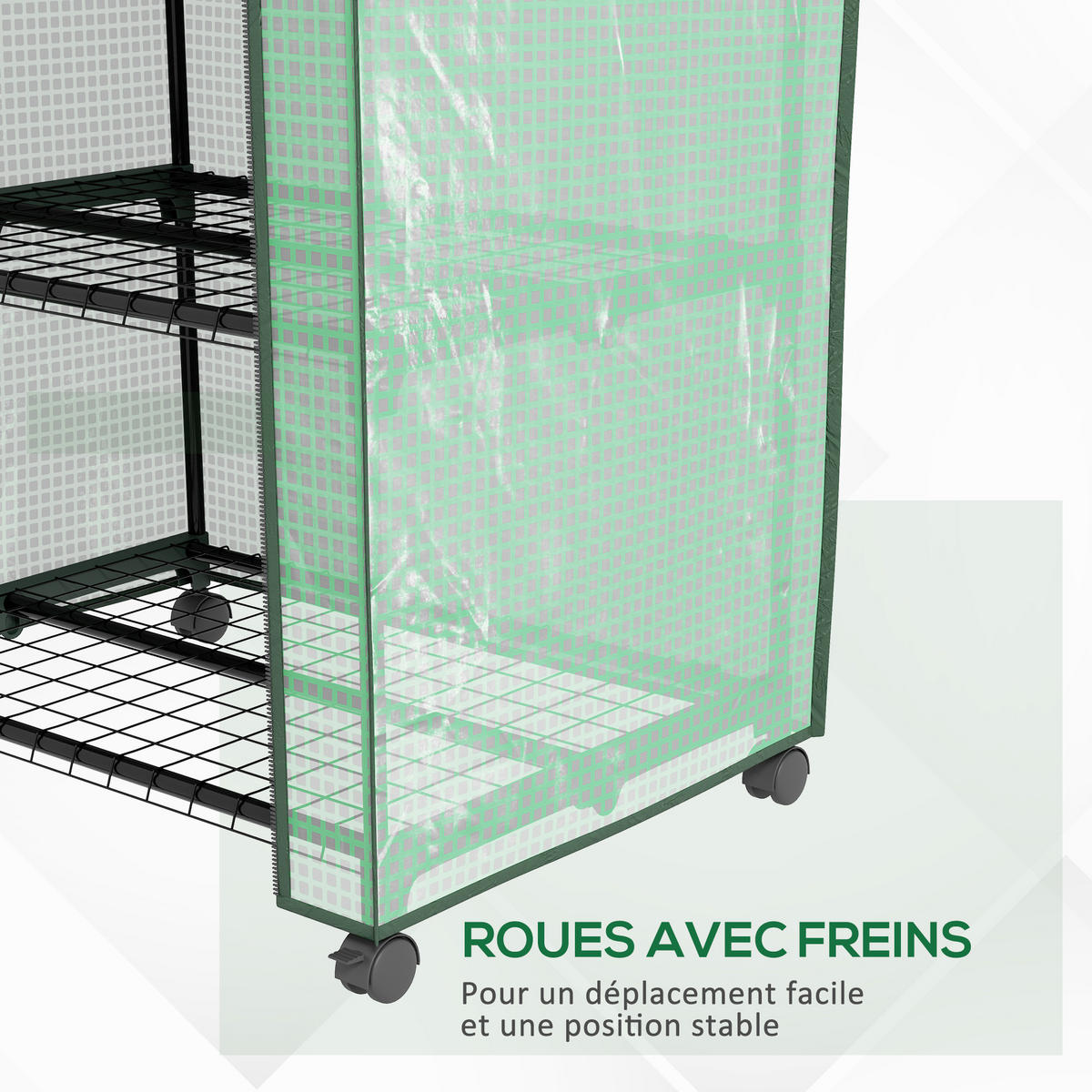 GEWÄCHSHAUS DE-11963 3 Etagen mit Rollen Transparent - Grün, Kunststoff (49/130/69cm) - ComfortXL