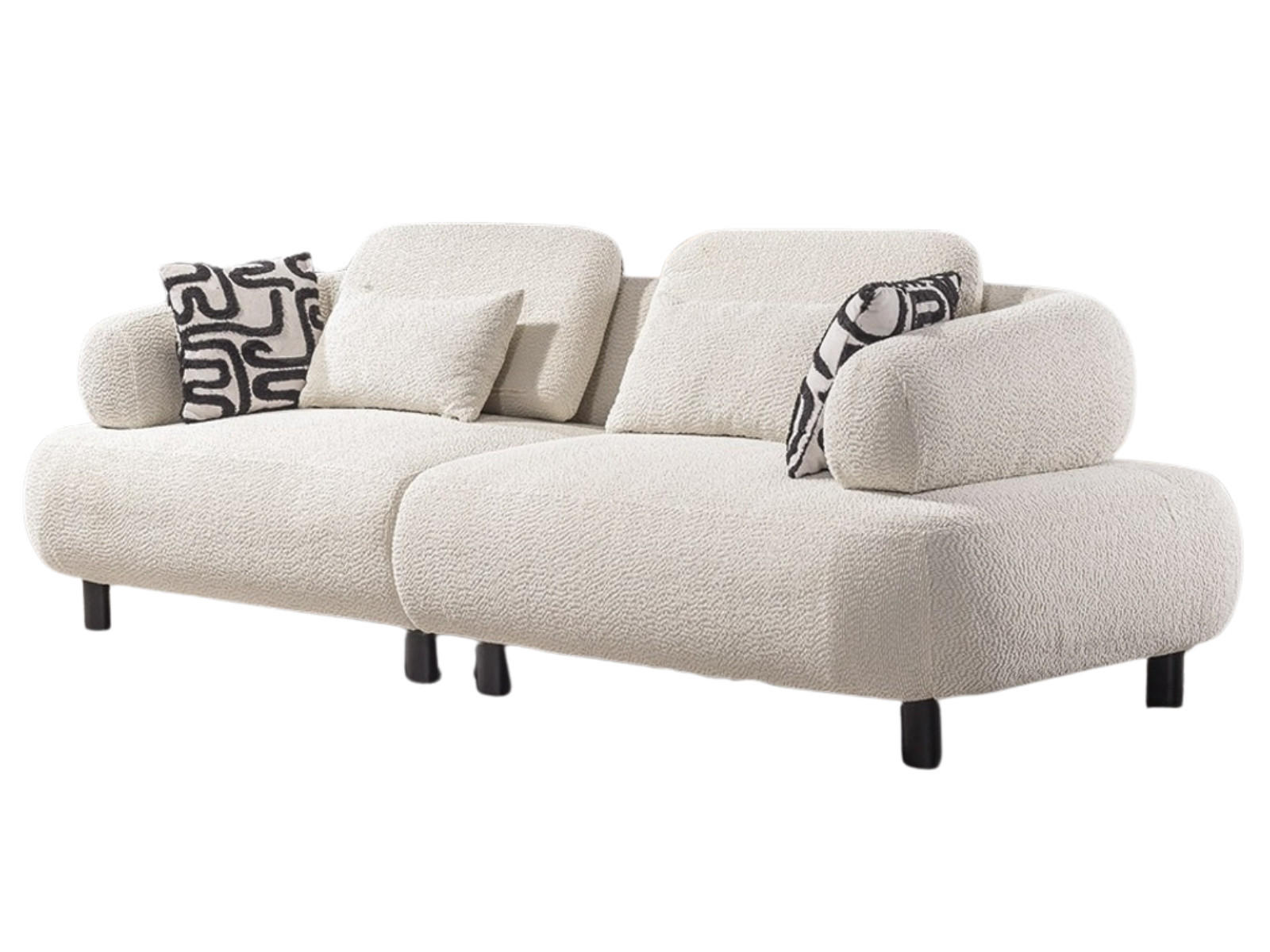 SOFA Barcelona 3-Sitzer Webstoff Creme - Creme, Holz/Textil (230/79/110cm) - Villa Möbel