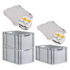 EUROBOX 3x Nextgen Economy Mit Scharnierdeckel Grau/Gelb Griffe Offen 65 Liter - Gelb, Kunststoff (40/32/60cm) - PROREGAL