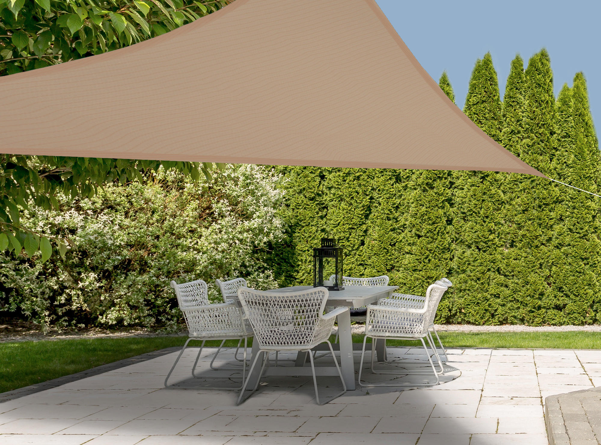 SONNENSEGEL dreieckig 3/3/3 m - Beige, Kunststoff (300/300cm)