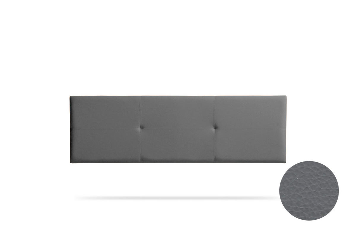 KOPFTEIL gepolstert ALMA Kunstleder 170x50x5 cm - Dunkelgrau - Moonia - Dunkelgrau, Holz (170/5/50cm)