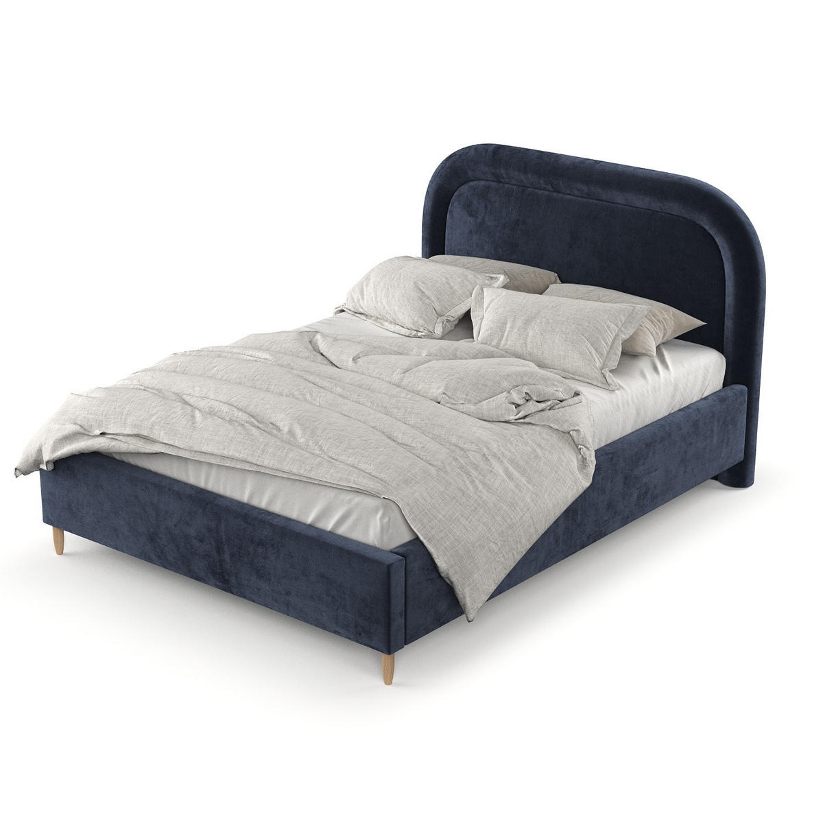 POLSTERBETT Zoya 120/200 cm Marineblau im Lotta Stoff - Naturfarben/Dunkelblau, Holz/Holzwerkstoff (120/200cm) - AltaBeds