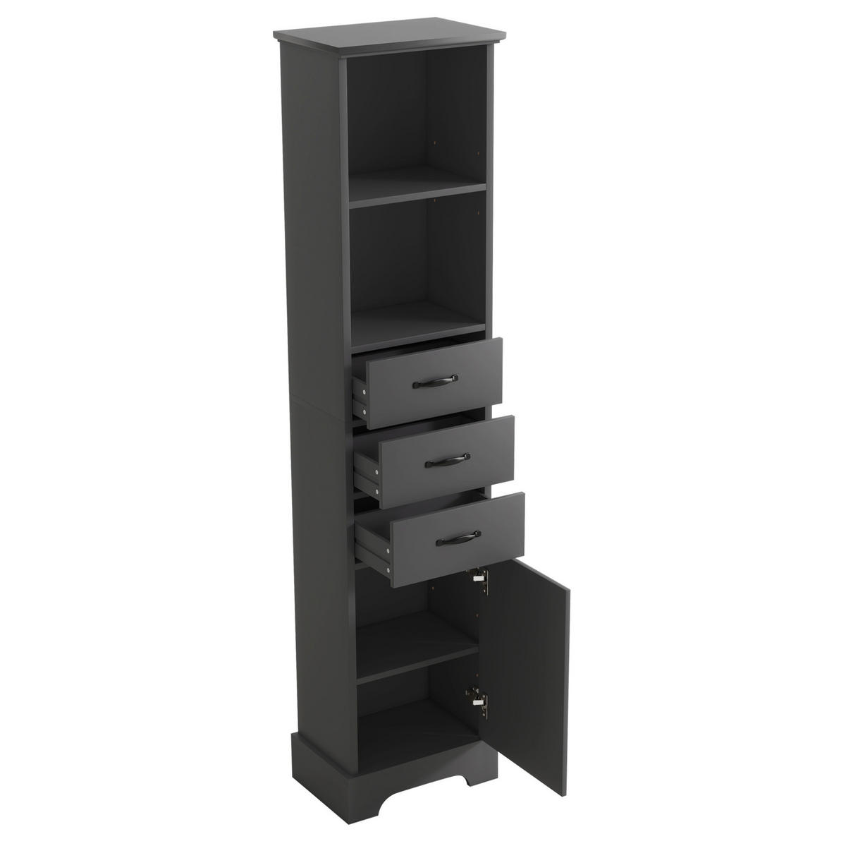 BADEZIMMERSCHRANK mit 3 Schubladen 38 x 26 x 172,5 cm Schwarz - Schwarz, Holzwerkstoff (26/172.5/38cm) - Beauniv