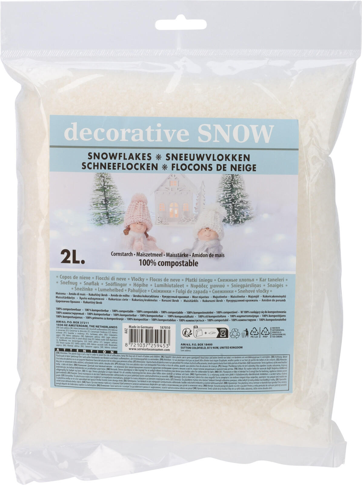 KUNSTSCHNEE Santa Weiß 22/3.5/30.5 cm Kunststoff - Weiß, Kunststoff (3.5/30.5/22cm) - Mondex