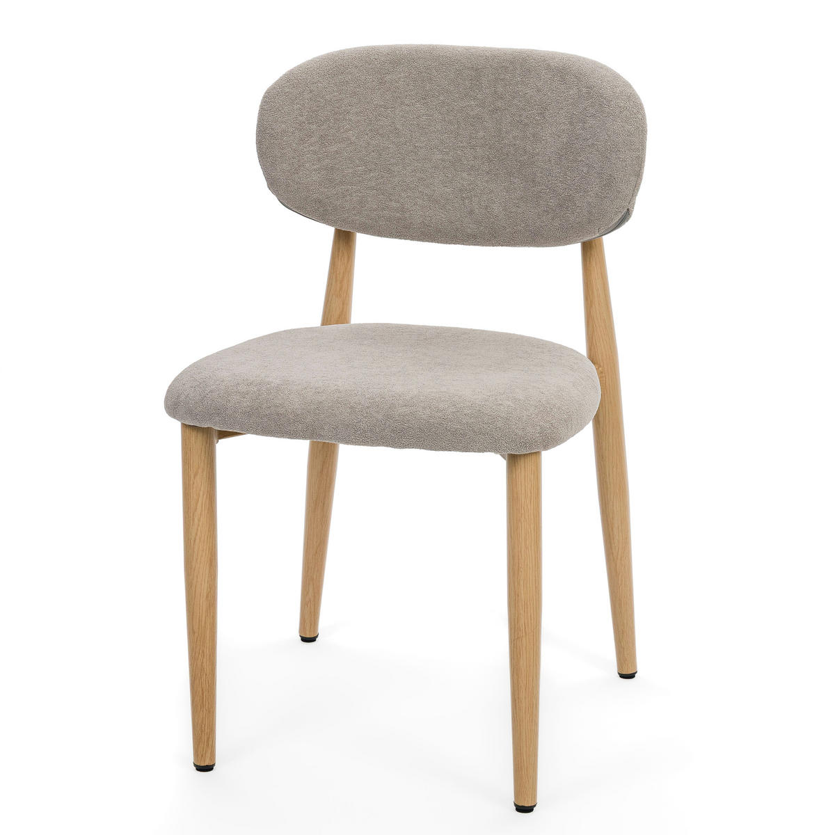 STUHL ALMO gepolstert Beine in Holzoptik - hellgrau - Boucle - Eichefarben/Hellgrau, Textil/Metall (47/77/54cm) - NEW HOME