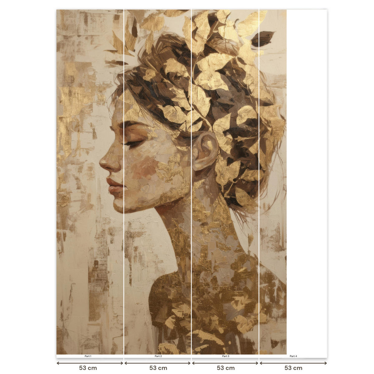 TAPETE - Frau - Gold - Abstrakt - Textur - 180x260 cm - Goldfarben, Papier (180/260cm) - OnlyWow