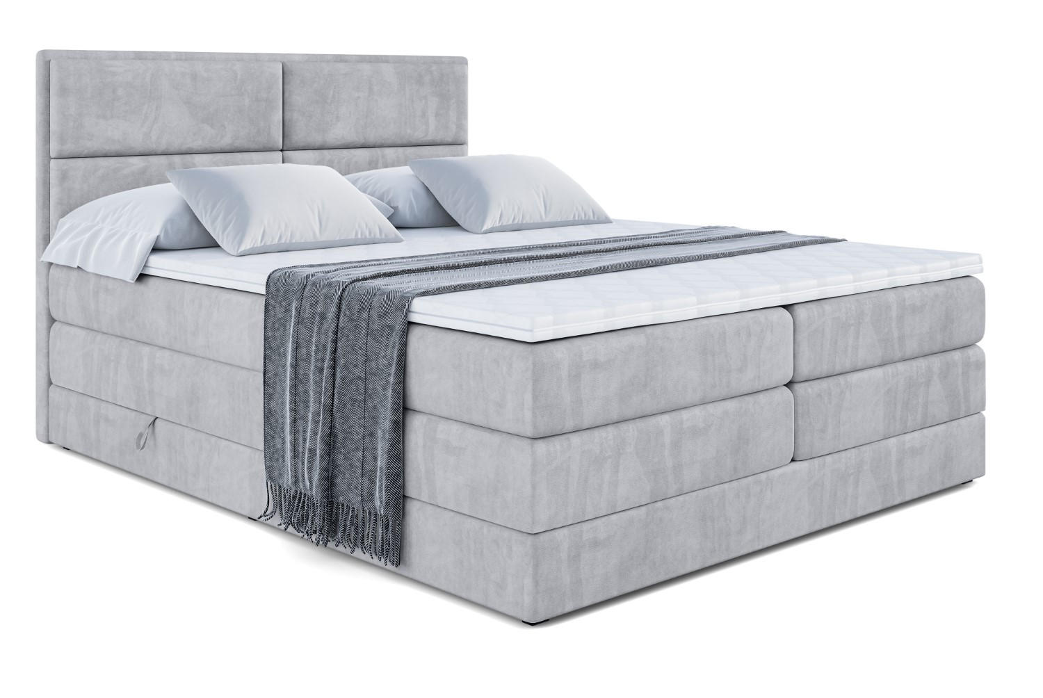 BOXSPRINGBETT AURA KING - 140 x 200 - H3/H4 - Hellgrau - Hellgrau, Holzwerkstoff (140/200cm) - ALTDECOR