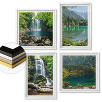 WANDBILDER 4er-Set - 50x50 cm & 40x60 cm Weißer Rahmen - Wasserfälle in grüner Umgebung - Weiß, Kunststoff (50/50cm) - ArtPrintCave