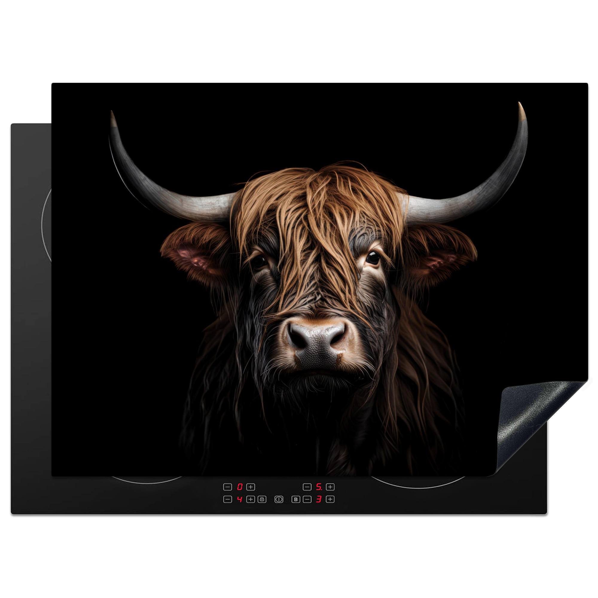HERDABDECKPLATTE Schottischer Highlander - Porträt - Schwarz - Tier 71x52 cm - Braun, Kunststoff (71/0.2/52cm) - MuchoWow