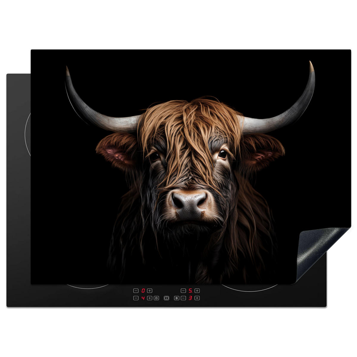 HERDABDECKPLATTE Schottischer Highlander - Porträt - Schwarz - Tier 71x52 cm - Braun, Kunststoff (71/0.2/52cm) - MuchoWow