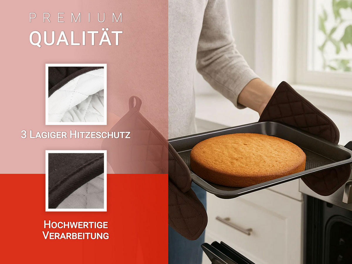 OFENHANDSCHUHE, 2er-Set, 18x28 cm, 100% Baumwolle - Braun, Textil (18/28cm) - Zollner