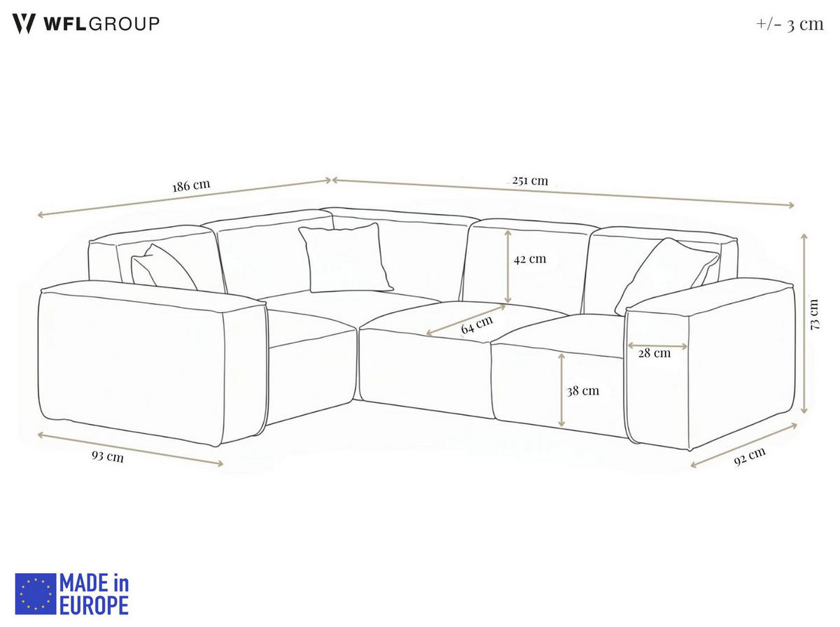 GARTENECKSOFA Lorento Outdoor in L-Form, Universell, Hellgrau Kunstleder 251/73/186 cm - Hellgrau, Textil (251/73/186cm) - WFL GROUP