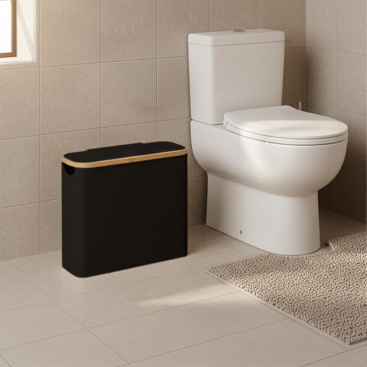 TOILETTENPAPIER-AUFBEWAHRUNG - Schwarz, Holz/Textil (43/38/17cm) - Relaxdays