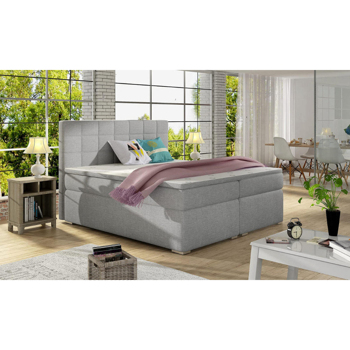 BOXBETT Alice Bonellfederkern - Hellgrau, Holz/Holzwerkstoff (180/200cm) - Best For Home
