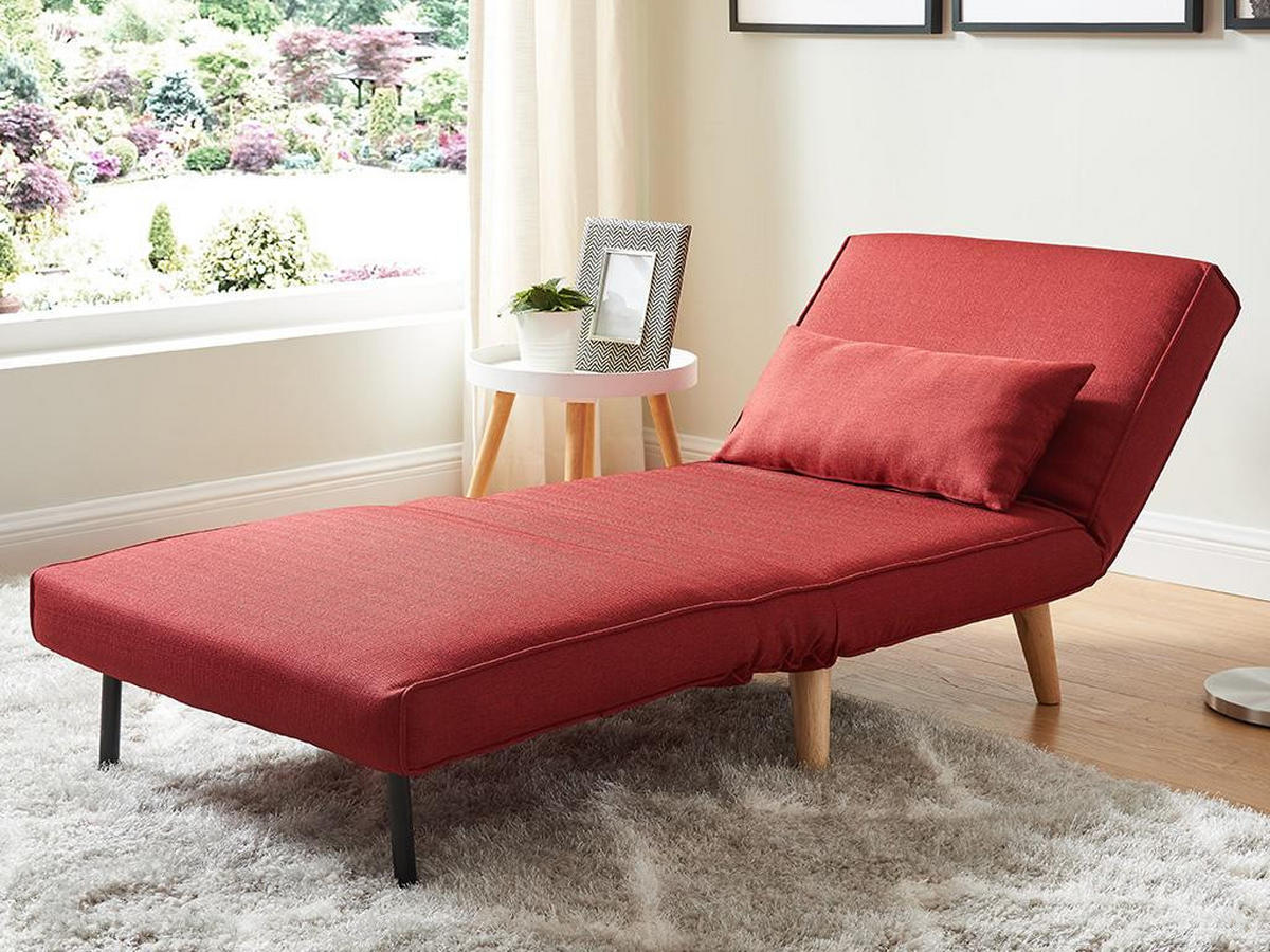 FUTONSESSEL - Stoff - Rot - POSIO - Rot, Textil (78/75/74cm) - Vente-Unique