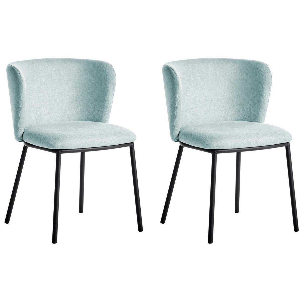 ESSZIMMERSTUHL 2er-Set Hellblau Mina - Blau/Schwarz, Textil (45/75/52cm) - Beliani