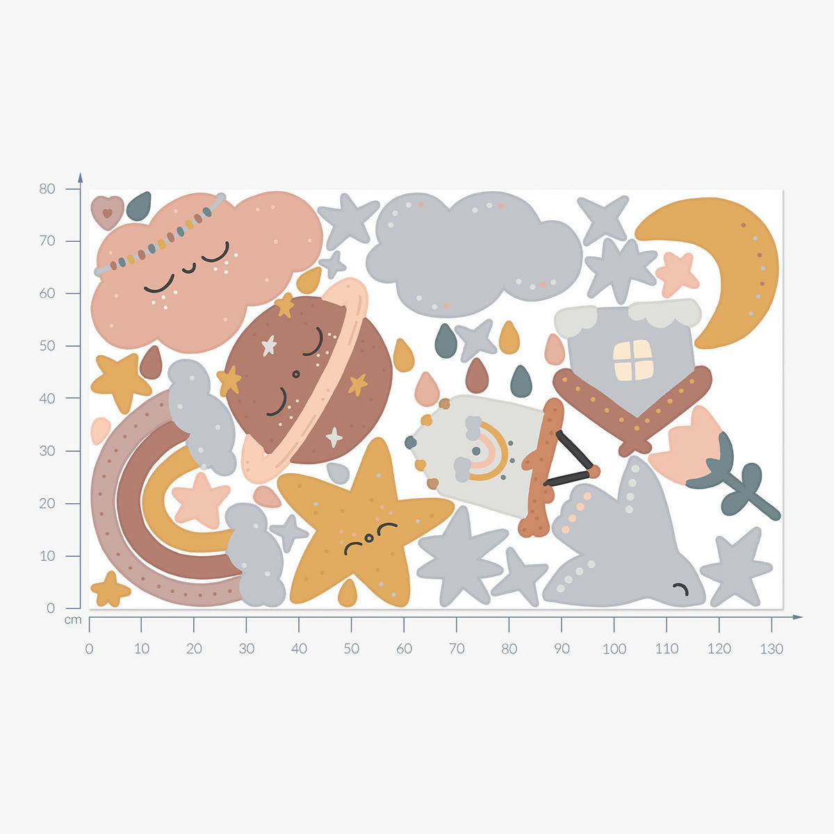 WANDAUFKLEBER 80x132cm - Elemente des Himmels - Multicolor, Kunststoff (80/132/0.1cm) - Wallfluent