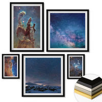WANDBILDER 5er-Set - 50x50 cm & 20x30 cm & 40x60 cm Schwarzer Rahmen - Weltraumlandschaften von Galaxien - Schwarz, Kunststoff (40/60cm) - ArtPrintCave