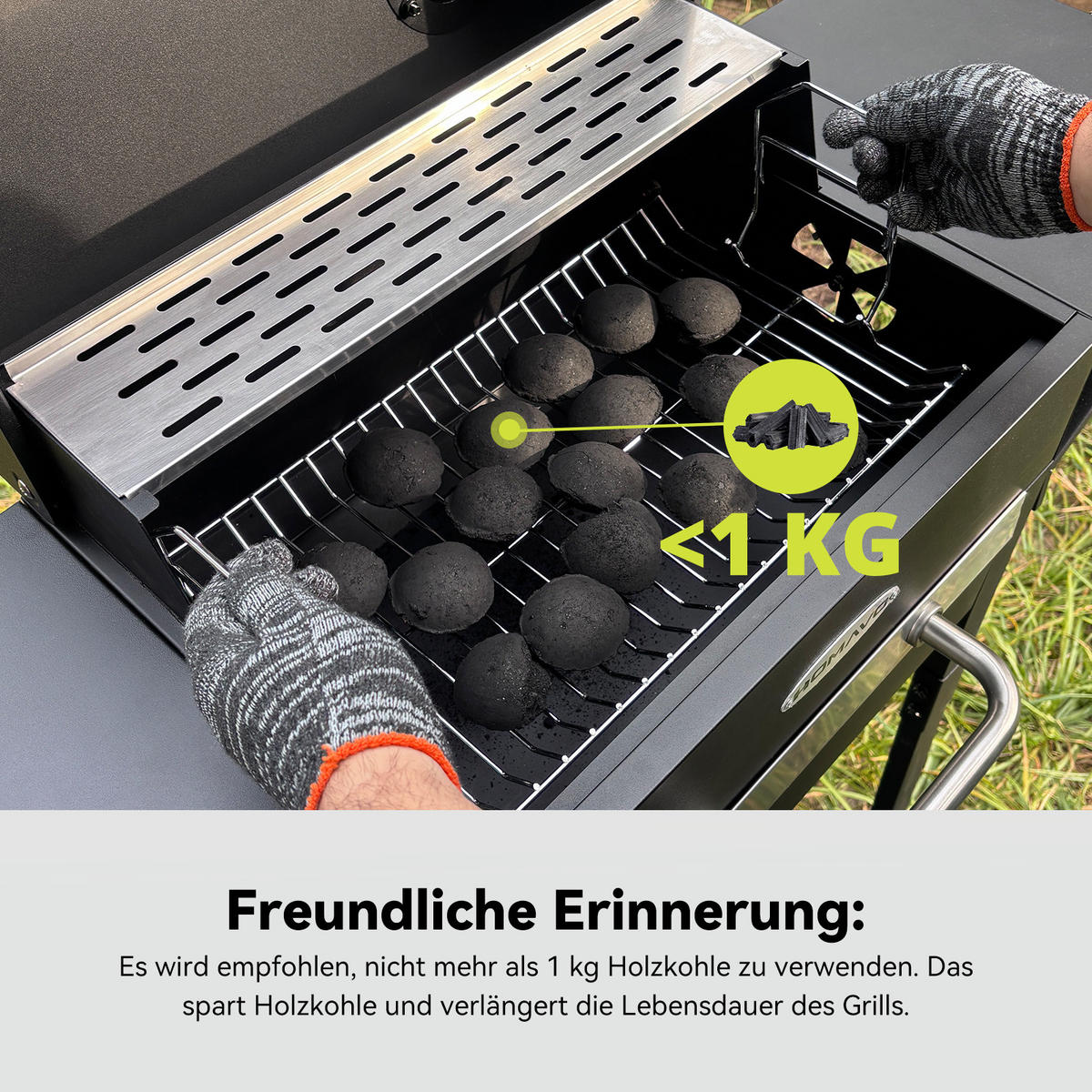 HOLZKOHLEGRILL - Schwarz, Metall (44/106/107cm) - HOMAVO