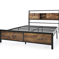METALLBETT aus Metall & Holz 140x200 cm in Natur mit Stauraum-Kopfteil - Naturfarben, Metall (140/200cm) - Modfu