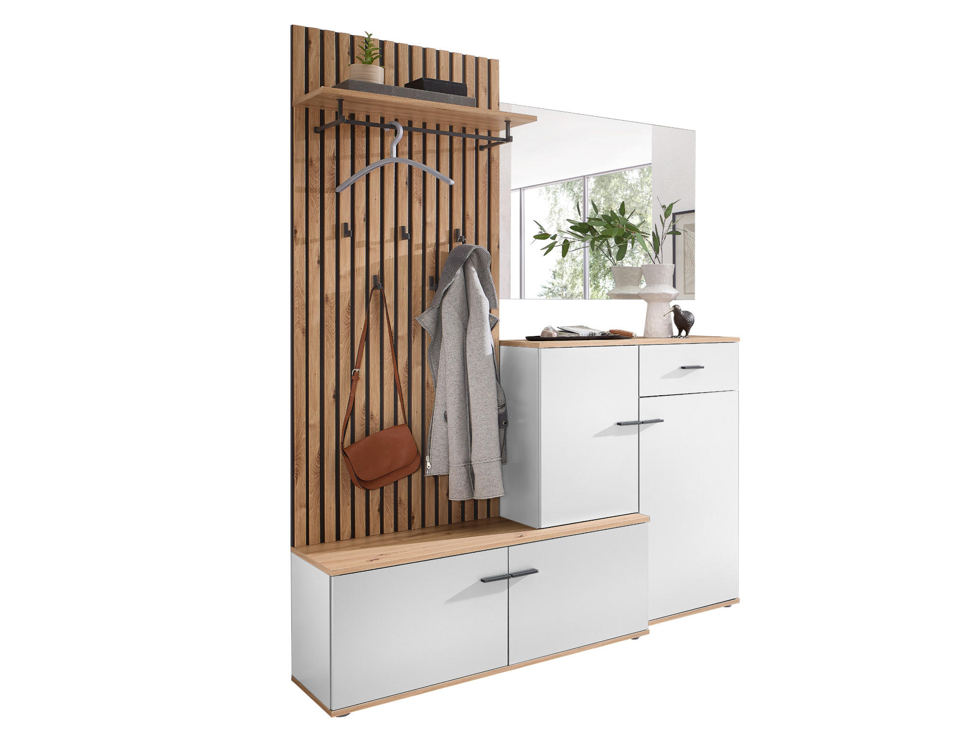 GARDEROBE COMO 148/199/38 cm - Weiß, Holzwerkstoff/Kunststoff (148/199/38cm) - moebel dich auf