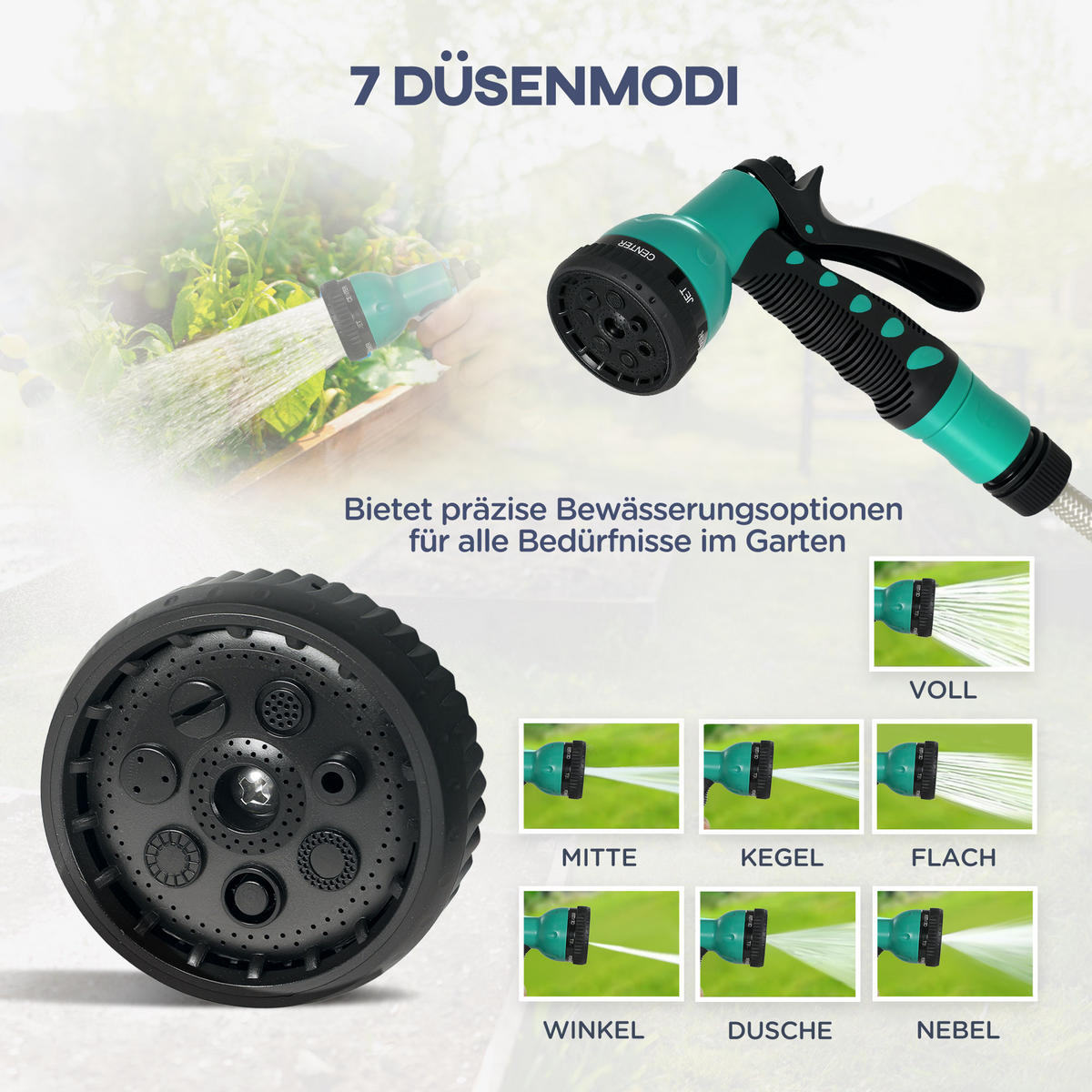 SCHLAUCHTROMMEL mit Gartenschlauch 20m - Grau, Kunststoff (21/41.5/55cm) - Outsunny