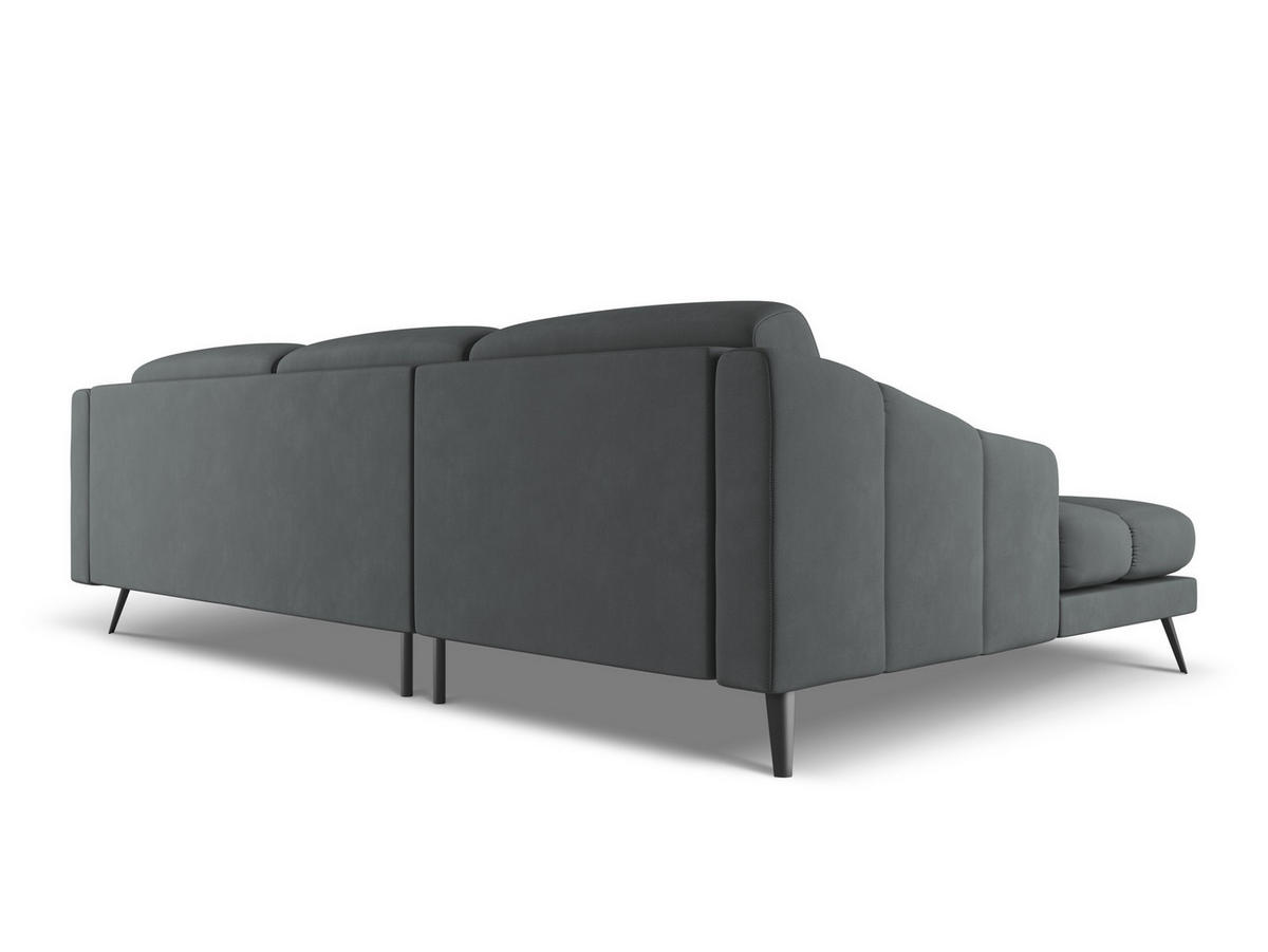 ECKSOFA Links Chenille Stoff Grau - Schwarz/Graphitfarben, Textil/Metall (160/264cm) - Makamii