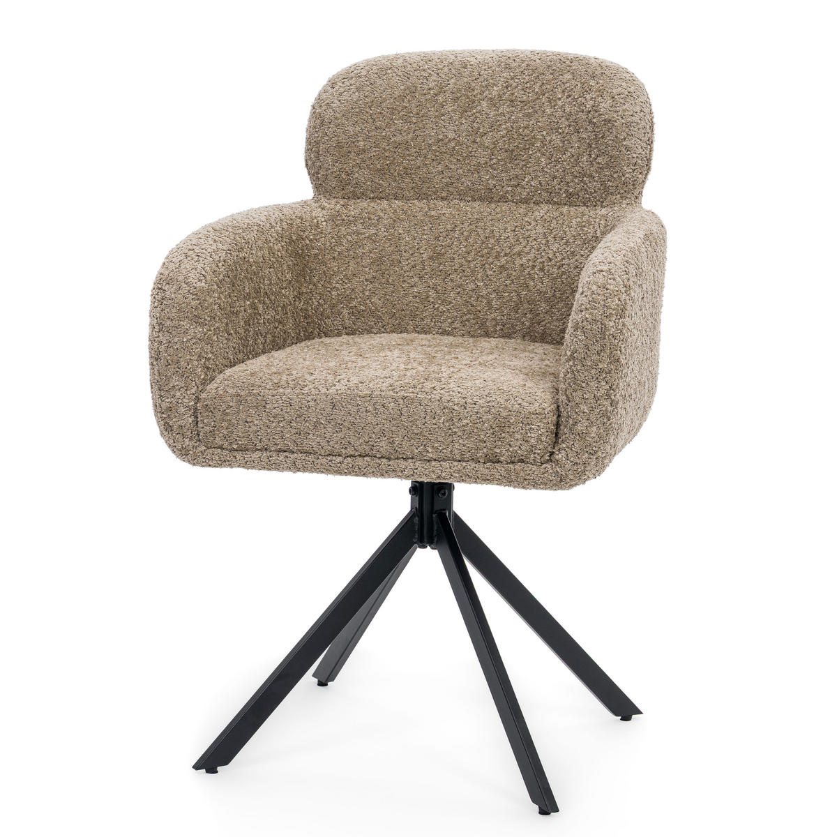 STUHL BIONE drehbar gepolsterter mit Steppung - beige - Boucle - Sandfarben/Beige, Textil/Metall (58/88/59cm) - NEW HOME