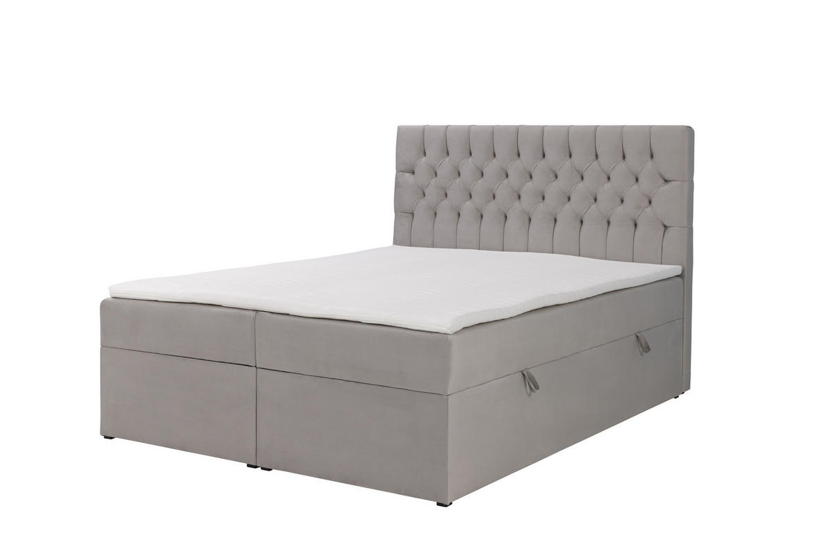 BOXSPRINGBETT LAVIDO mit Topper und Bettkasten, Hellgrau, 140x200 cm - Hellgrau, Textil (140/200cm) - KS Home Concept