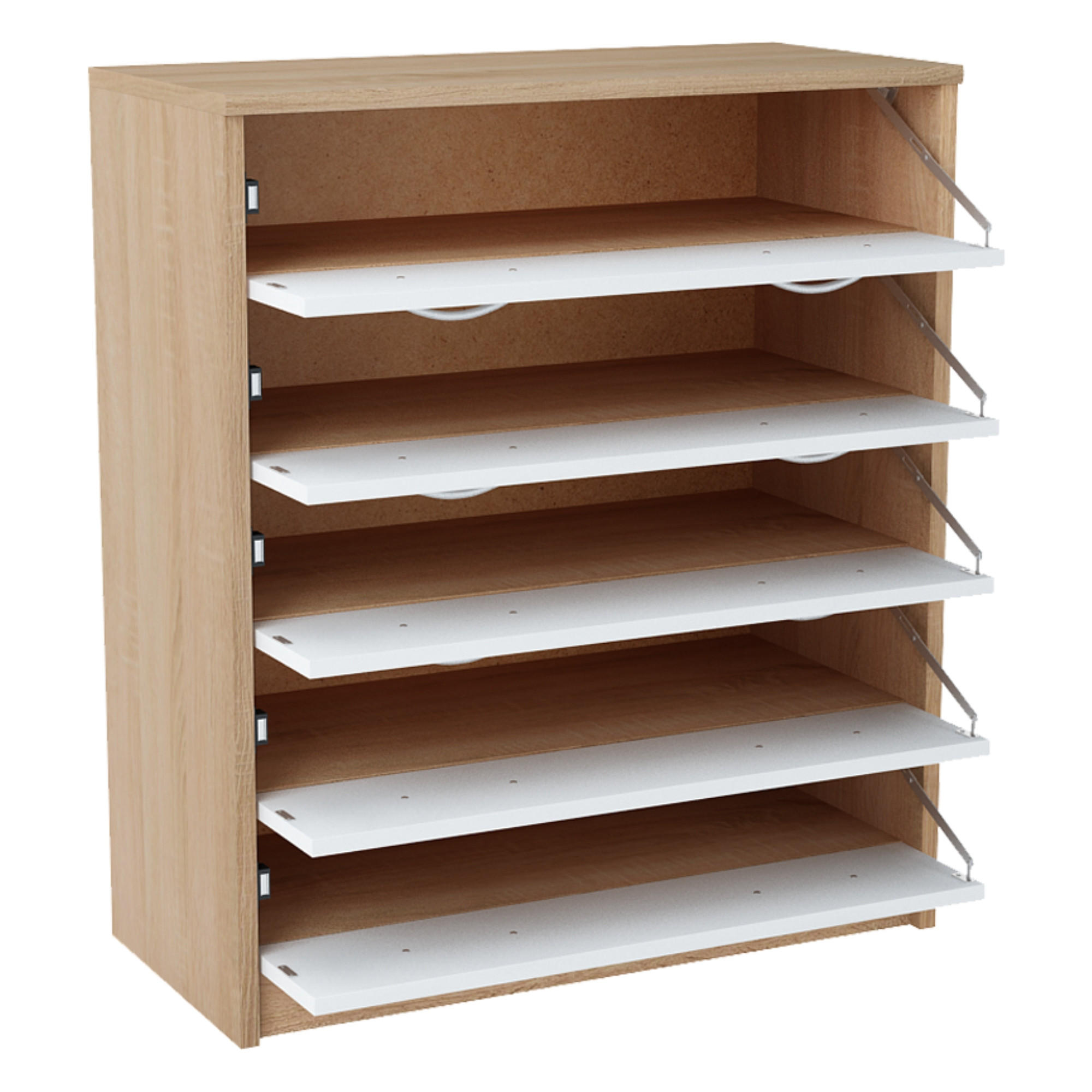 SCHUHSCHRANK mit 5 Fächern - Eichefarben/Weiß, Holzwerkstoff (74/85/35cm) - Home Collective