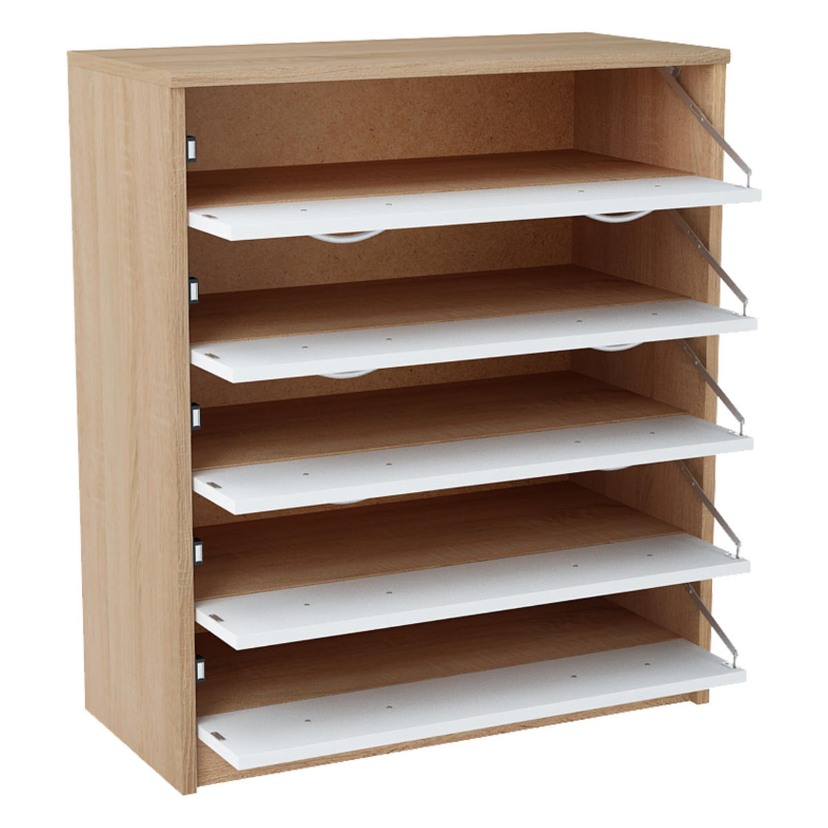 SCHUHSCHRANK mit 5 Fächern - Eichefarben/Weiß, Holzwerkstoff (74/85/35cm) - Home Collective