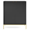 HIGHBOARD Vellore Schwarz mit goldenen Metallbeinen 104 cm - Goldfarben/Schwarz, Holzwerkstoff/Metall (104/125/39cm) - Selsey