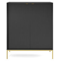 HIGHBOARD Vellore Schwarz mit goldenen Metallbeinen 104 cm - Goldfarben/Schwarz, Holzwerkstoff/Metall (104/125/39cm) - Selsey