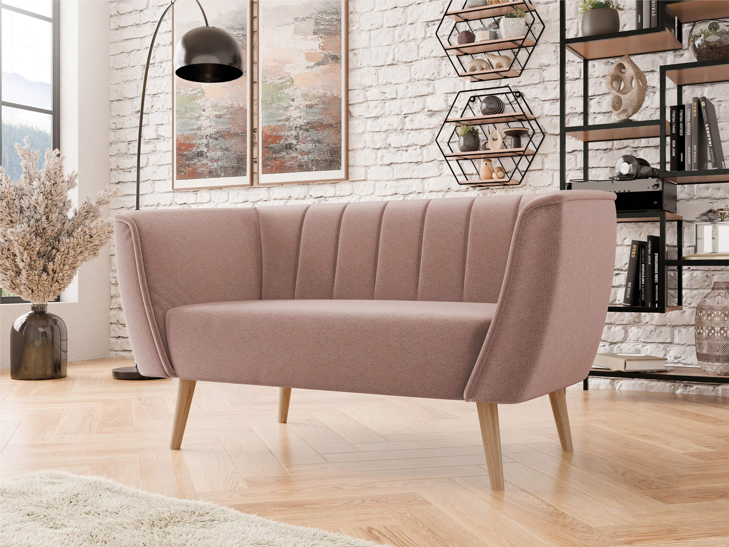 SOFA Pas 2 - Naturfarben/Rosa, Holz/Textil (142/75/74cm) - MIRJAN24