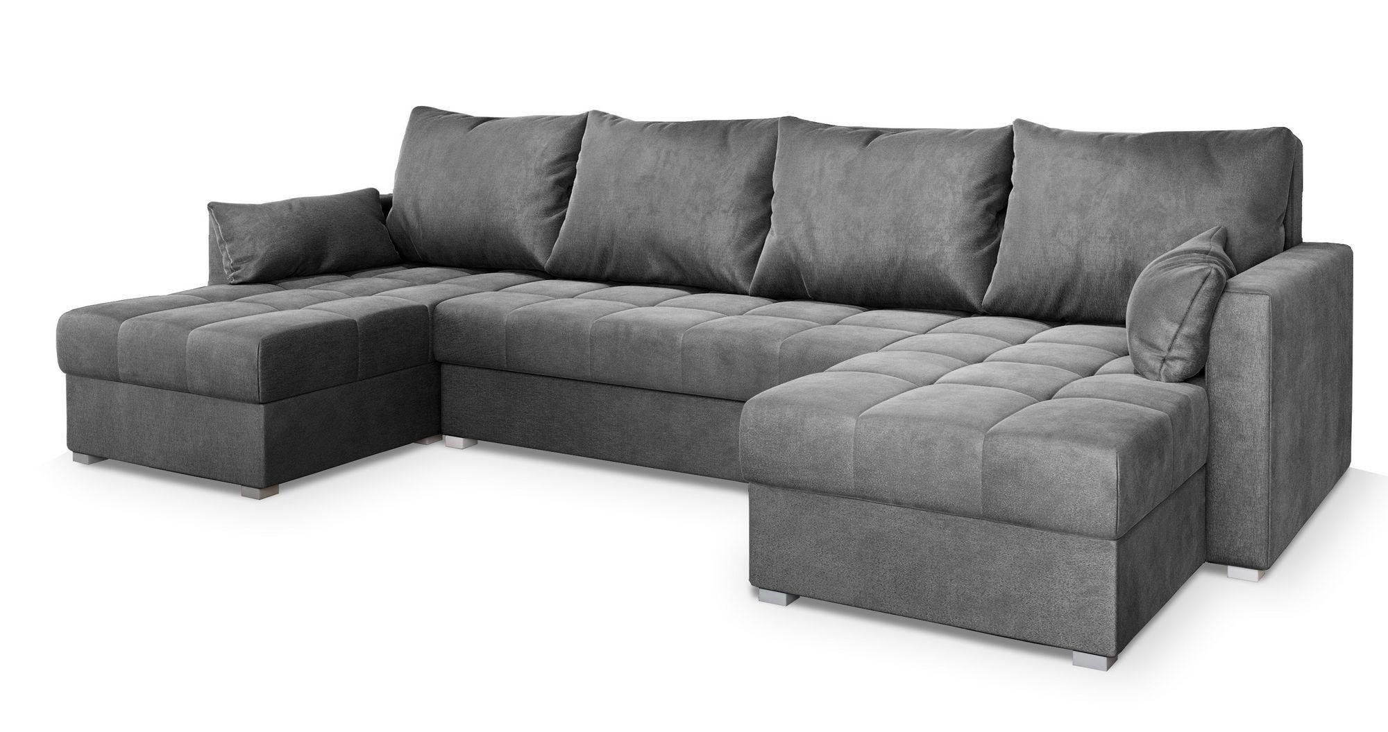 ROHOVÁ SEDAČKA NAKO šedá - šedá, dřevo/textil (285/140cm) - MASSENO