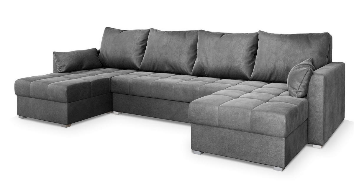 ROHOVÁ SEDAČKA NAKO šedá - šedá, dřevo/textil (285/140cm) - MASSENO